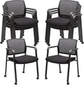 CLATINA Mesh Back Guest Reception Arm Chairs with Wheels, Waiting Room Chairs with Upholstered Fabric Seat and Ergonomic Lumbar Support for Office, 8PK