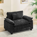 Oprisen Modular Sectional Sofa, Comfy Cloud Couch Sectional Sofa, Chenille Sofa Sleeper Deep Seat Sofa with Throw Pillows for Living Room (Black, 53"- Single Seat)