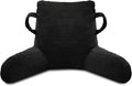 ABROLOY Reading Pillow for Sitting in Bed Adult, Bed Reading Pillow with Shredded Memory Foam, Back Pillow for Sitting with Arms and Pockets, Black