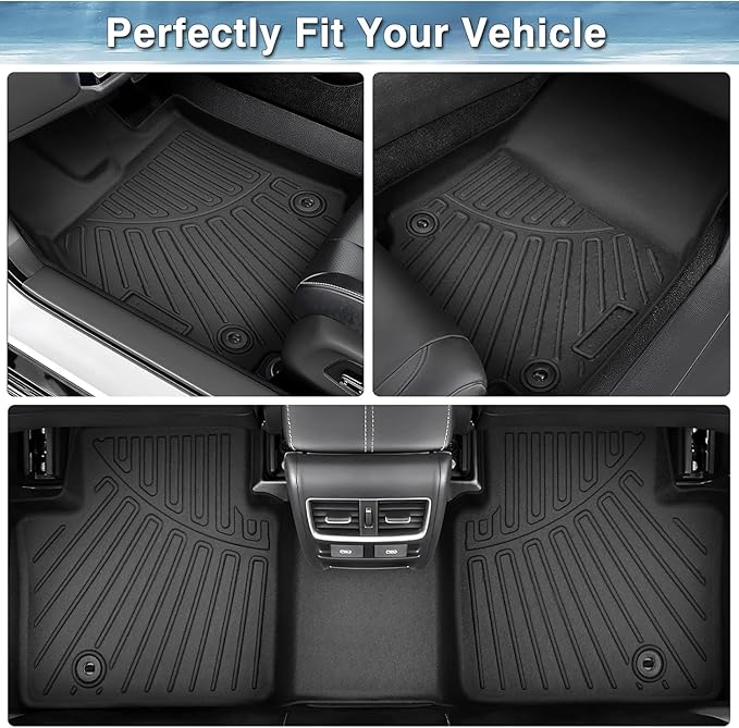 Mixsuper F150 Floor mats-Floor mat for Ford F150 SuperCrew 2021-2024 (Fit Rear Seat Without Under-Seat Fold Flat Storage),All Weather TPE Floor Liners Protection for F150 Accessories, Car Mats, Black