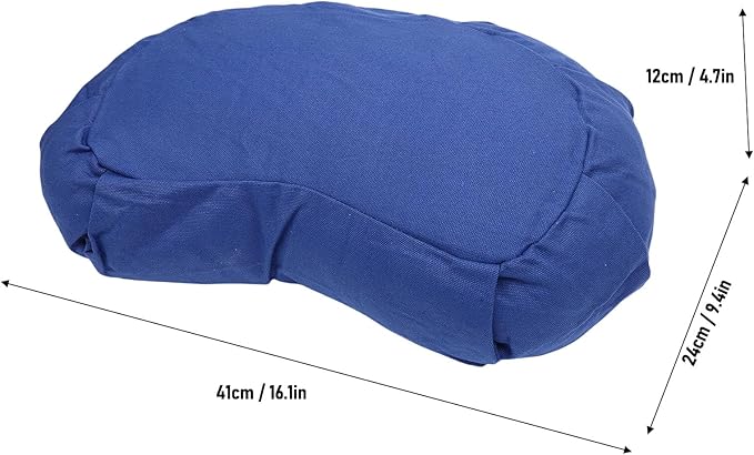 Semme Half Moon Meditation Cushion, Buckwheat Hulls Filled Yoga Pillow with Cotton Cover, for Floor Seating Mat Practice Home Office Outdoor (Dark Blue)