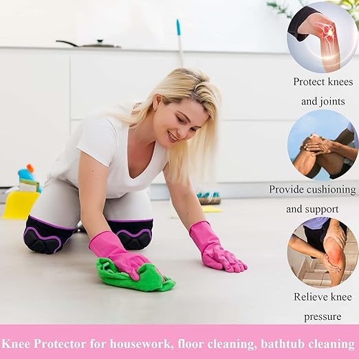 Gardening Knee Pads, Men & Women Knee Pad for Flooring Cleaning, Adjustable Soft Pink Kneepads for Kneeling Weeding Planting Mechanic Yard Work, Waterproof and Safety for Worker, Rose Red Extra Large. (1 Pair)