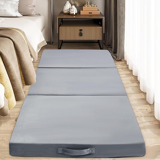 BALAPET Floor Lounger Pillow,Foldable Soft Memory Foam Floor Pillow Portable 3-Piece Folding Pillow with Handle,Suit for Meditation,Playing,Yoga,Reading,Sleeping(Light Gray)