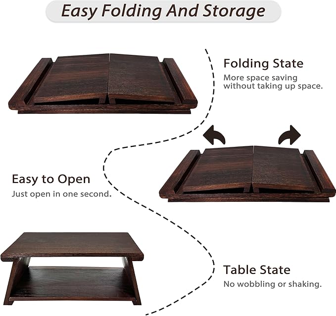 koretech Japanese Low Floor Table Folding Coffee Tables,22.5''x13.5'' Paulownia Wood Tables Tatami Tables Meditation Table Altar with Storage