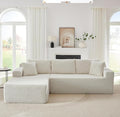 Vanress Cloud Couch Sectional, Corduroy Boneless Couch with L-Shape Chaise, Modern Modular Sectional Sofa Comfy Deep Seat for Living Room, Bedroom, No Assembly (White, Left Facing Chaise)
