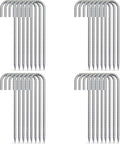 AAGUT Rebar Stakes 12 Inch J Hook Heavy Duty 32 Pack, 3/8 Inch Galvanized Metal Steel Ground Anchors Chain Link Fence Stakes for Camping Tent, Inflatables, Yard Decorations, Canopies & Swing Sets