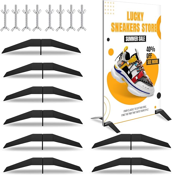 16 PCS - 4 SETS Spider Feet Board Sign Holder Base, Adjustable Floor Mount Standing Foam Board Display Sign Stand, Heavy Duty Metal Outside Stand for Store Your Board & Display Show (Base Only)