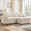 PALLOME 82" Deep Seat Comfy Cloud Couch, Modular Sectional Sofa with Movable Ottoman, L Shaped Chenille Sofa for Small Space, Modern Apartment Living Room & Office (Beige, 2-Seat + Ottoman)