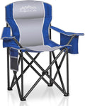 SAILARY Folding Camping Chair Portable Outdoor Heavy Duty Padded Chairs Lawn Chair with Cup Holder, Storage Pocket and Cooler Bag, Supports 450LBS Blue