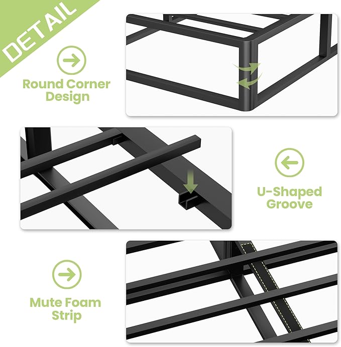 Superay Twin Box Spring, 5 inch Box Spring for Twin Bed, Heavy Duty Metal Bed Frame with Fabric Cover, 3000lbs Max Weight Capacity Bed Base Mattress Foundation, Easy Assembly, Noise Free, Black