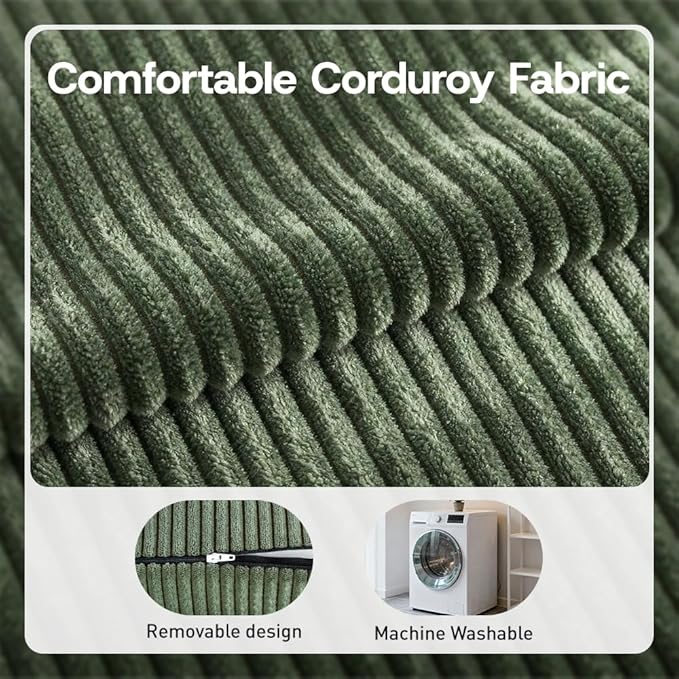 Folding Sofa Bed,Convertible Sofa Bed with Armrest Foldable Sleeper Chair, Portable Folding 4-in-1 Floor Sofa with Convertible Lounge Chair for Living Room,Bedroom,Washable Cover,Green Single