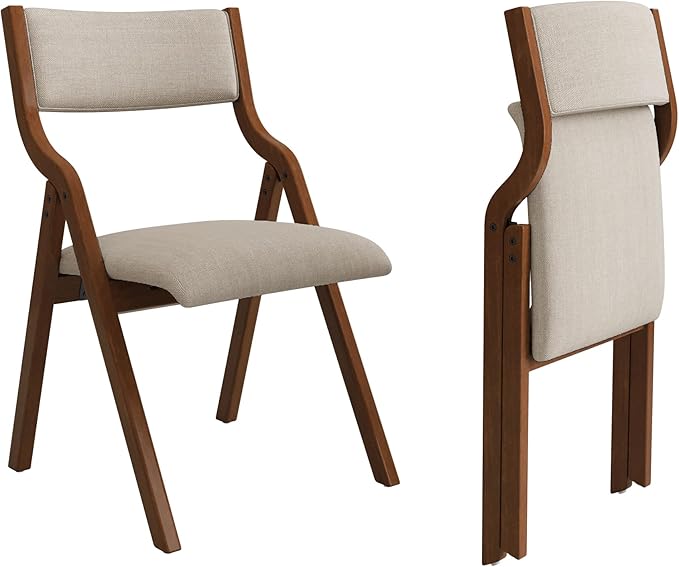 Ball & Cast Modern Folding Chairs Folding Dining Room Chairs Set of 2, 18" Seat Height, Taupe