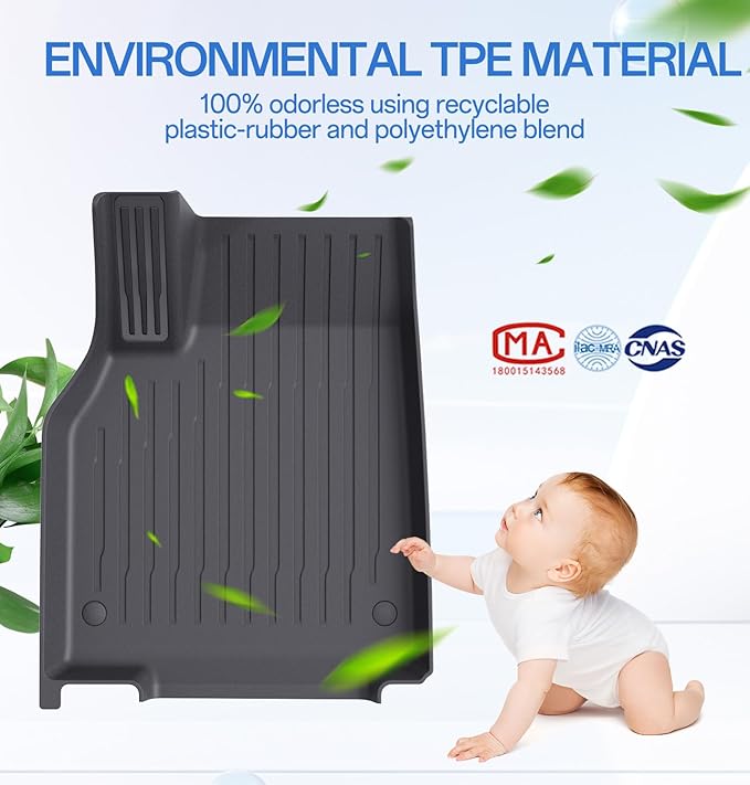 Floor Mats Fit for Model Y 2026-2025 Juniper 5-Seat - Custom Fit All Weather Front & Rear Row TPE Car Mats Floor Liners, 3-Piece (Not Fit 7-Seat)