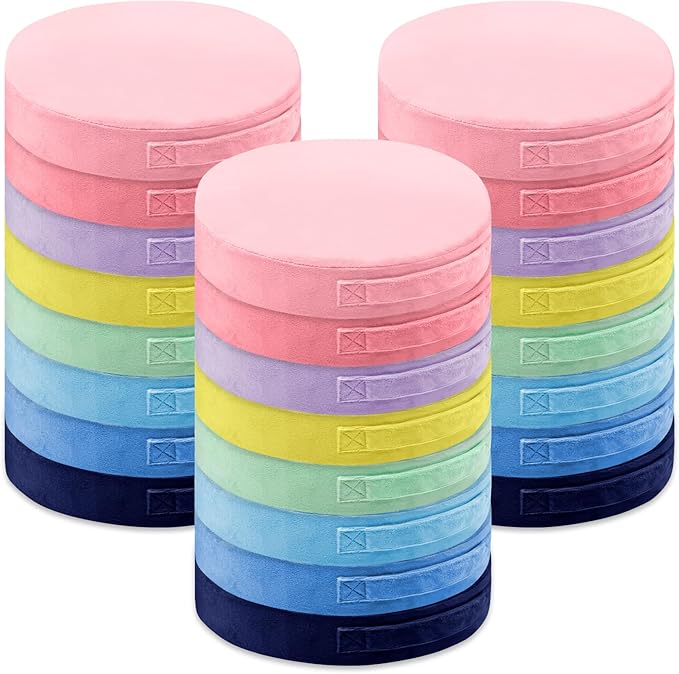 24 Pcs Round Floor Cushions for Kids, 15'' Plush Flexible Seating Pillows with Handles, Soft Chair Seats for Classroom Elementary Daycare Preschool Playroom Reading Corner Multicolor
