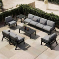 Patio Kingdom Patio Furniture Set 8 Seats, 4-Seater and 2-Seater Outdoor Sofas with Gray Washable Thick Cushions, Patio Conversation Sets for Lawn, Garden, Porch, Balcony, Deck (White Frame)