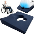 Rivquvi Gel Wheelchair Seat Cushion,Bed Sore Cushions for Butt,hemorrhoid pillow for Chair,Pressure Sore cushion,Memory Foam Butt Pillow,Sciatica,Coccyx,Pressure Ulcer Pain Relief,Washable Cover(Blue)