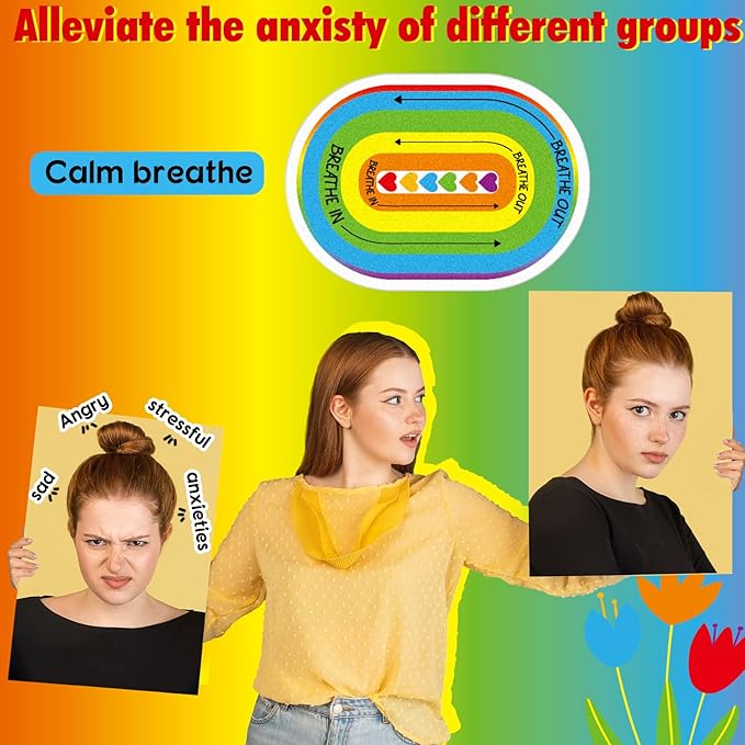 Fulmoon 120 Pcs Anxiety Sensory Stickers Textured Sensory Strips Tactile Rough Calm Sensory Stickers Adhesive Tactile Fidget Tool for Classroom Desk Adults Teens Anxiety Relief (Rainbow Color)