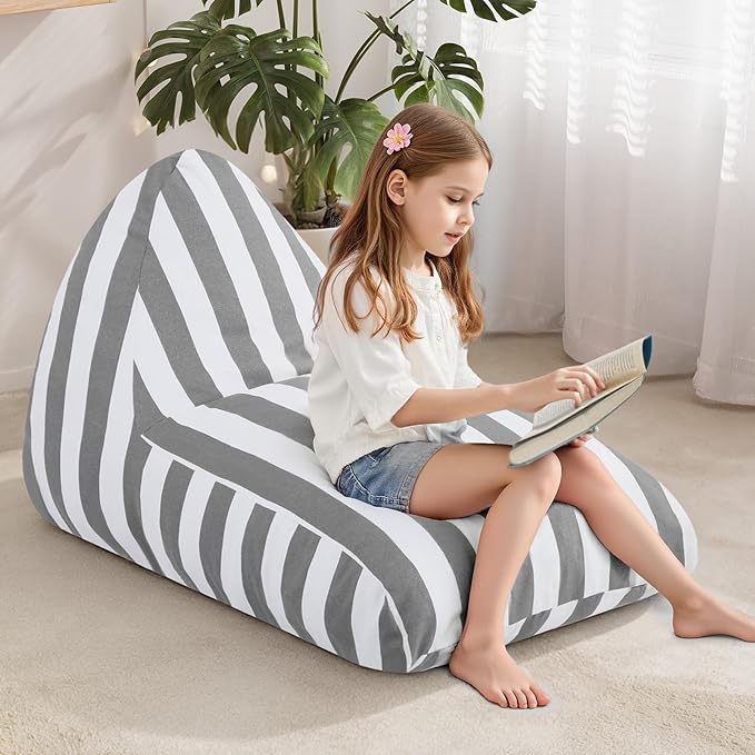 COMAX Bean Bag Chairs for Kids, Kid Beanbag Chair Stuffed with Filler, Toddler Lounge Chair Cotton, Lazy Floor Lounger for Girls and Boys, Premium Cotton Canvas