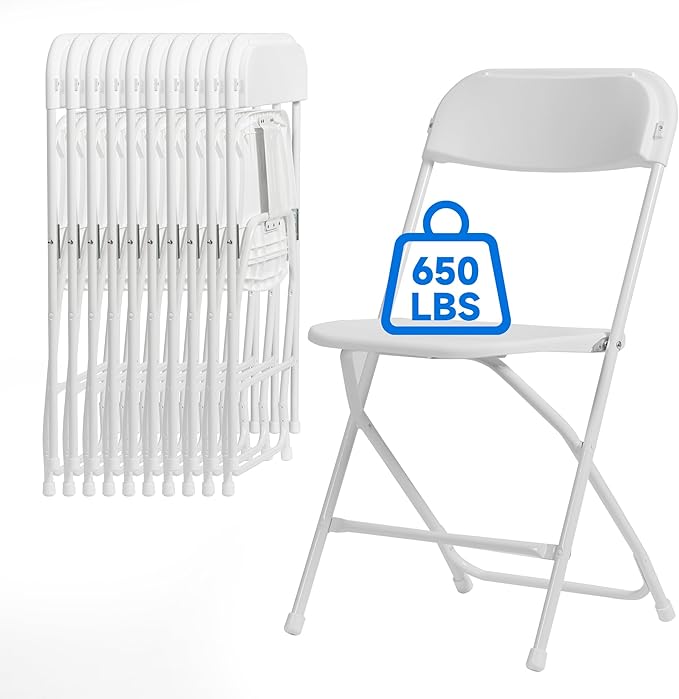 100 PCS Plastic Folding Chair, Portable Commercial Chair, Heavy-Duty Plastic Folding Chairs, Folding Chair with 450 LB Capacity for Wedding Party Outdoor Indoor White