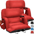 Wide Stadium Seats With Back Support 2 Pack, Exclusive "Sofa Style" Design Extra Thick Bleacher Chairs With Back and Cushion, 6 Reclining Positions - Ultimate Comfort for Sports Events (Red, 22.5")