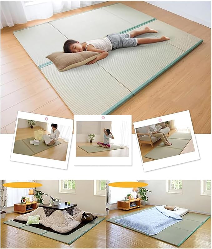 Japanese Traditional Tatami Mattress, Igusa (Rush Grass) Tatami Mat, Foldable Floor Mattress,Japanese Futon Bed,Meditation Mats for Floor,Summer Sleeping Mat