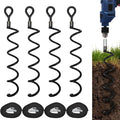 XYADX 16.3 Inch Spiral Ground Anchor Stake High Durable Earth Anchor Kit for Tents, Trampolines, Garden Fencing, Sheds, Swings, and Dog Tie Out Stake (Black 4 Pack)