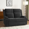 PALLOME Manual Reclining Loveseat Sofa, 2-Seater Recliner Couch with Cup Holders, Fabric Reclining Sofa for Living Room/RV (Black)