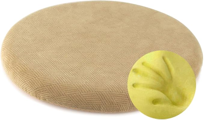 Sigmat Memory Foam Seat Cushion Anti-Slip Soft Round Chair Pad 18 Inch Camel