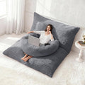 Homguava Giant Bean Bag Chair for Adults with Pillow, 4 in 1 Convertible Floor Cushion for Adluts, Memory Foamed Bean Bag Lounger with Washable Cover for Living Room, Bedroom
