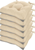 HARBOREST Chair Cushions for Dining Chairs Set of 6 - Chenille Tufted Kitchen Chair Cushions with Ties and Non-Slip Bottom, Foam Chair Pads for Dining Chairs, 17" x 17", Ivory