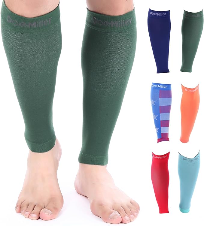 Doc Miller Compression Calf Sleeve for Men & Women – 20-30mmHg Graduated Support for Running, Shin Splints, Calf Strain – Knee High, Small to 6XL Plus Size