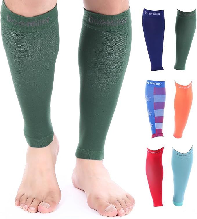 Doc Miller Compression Calf Sleeve for Men & Women – 20-30mmHg Graduated Support for Running, Shin Splints, Calf Strain – Knee High, Small to 6XL Plus Size