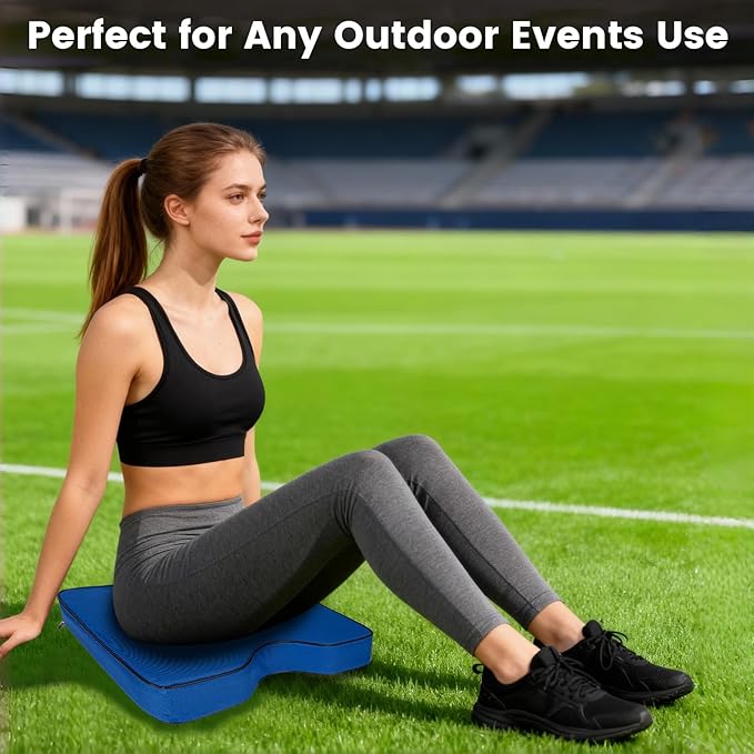 FirstGift 1-Pack 3.15" Stadium Seat Cushions - Portable Water-Resistant Bleacher Pads with Decorative Trim, Lightweight & Comfortable for Sports, Games, and Outdoor Events
