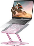 Axbima Adjustable Laptop Stand for Desk-360° Rotating Foldable Laptop Holder Ergonomic Laptop Riser for MacBook Pro/Air Dell HP Lenovo Notebook up to 16",Pink