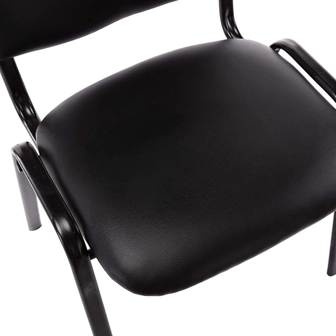 Black Comfort Office Waiting Room Stackable Chairs no Arms, PU Ergonomic Reception Chairs Set of 10, Conference Desk Guest Chair for Meeting Room, Lobby, Events, Hall, Training Room