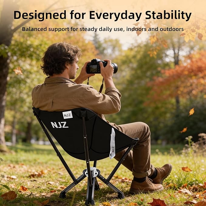 NJZ Folding Outdoor Chair — Easy Outdoor Comfort, Simple One-Piece Design, Stable Aluminum Frame, Relaxed Seating for Backyard, Camping & Everyday Use