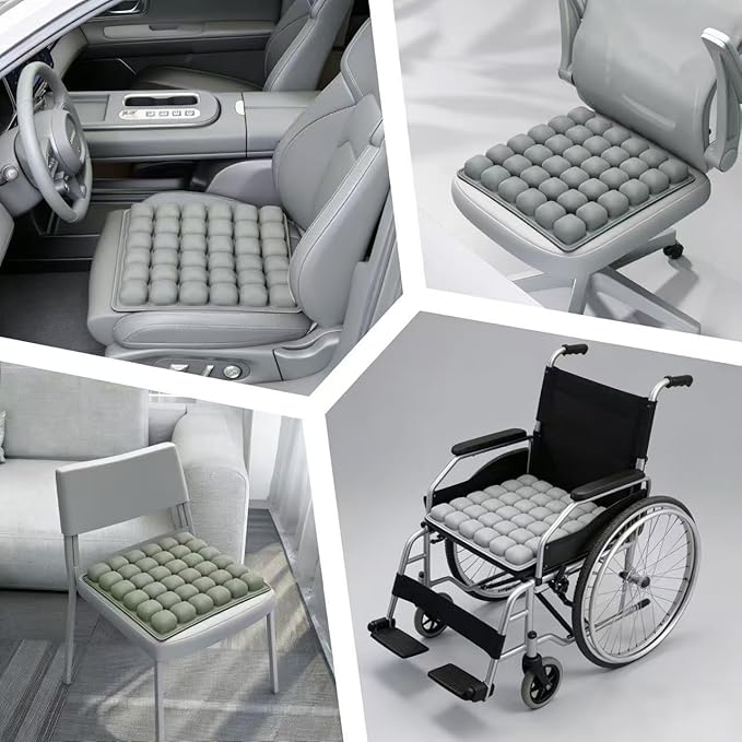 3D Air Cushion, A Pressure-reducing and Shock-Absorbing Seat Cushion, Suitable for Office Chairs, Car Seats, Wheelchairs, Helps Relieve Tailbone Pain and Prevent Hemorrhoids (Grey, 36airbag)