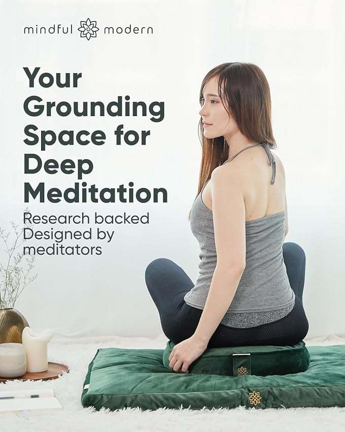Mindful & Modern Zabuton Meditation Mat - Cotton Filled Yoga and Meditation Pad - Zabuton Meditation Cushion for Kneeling and Sitting Support - Large Rectangular Sitting Floor Pillow for Bench or Zafu