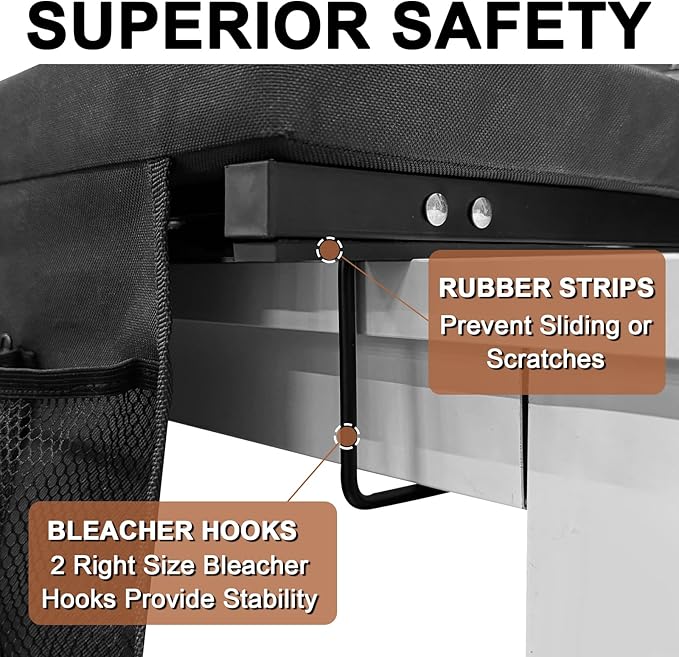 Romswi 2PK 3-Level Heated Stadium Seats for Bleachers with Back Support,Padded Bleacher Seats with Comfort Thick Cushion,Portable Folding Waterproof Bleacher Chair,with Shoulder Strap for Outdoors