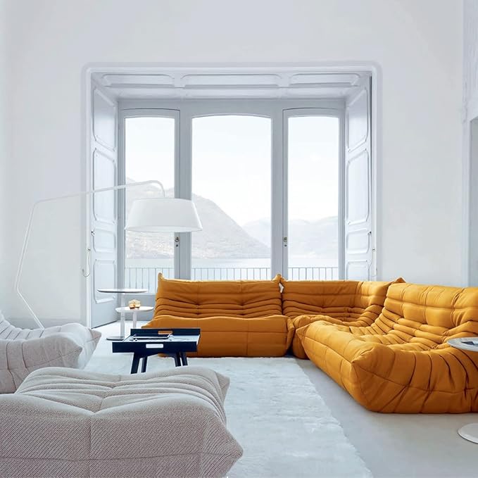 cebihy High-end Uncompressed Fireside Togo Chair, Bean Bag Chair, Foam Floor Sofa, Soft Lazy Lounge Sofa Couch, Armless Suede Fabric Cover Beanbag Accent Chairs for Living Room Bedroom Dorm Office