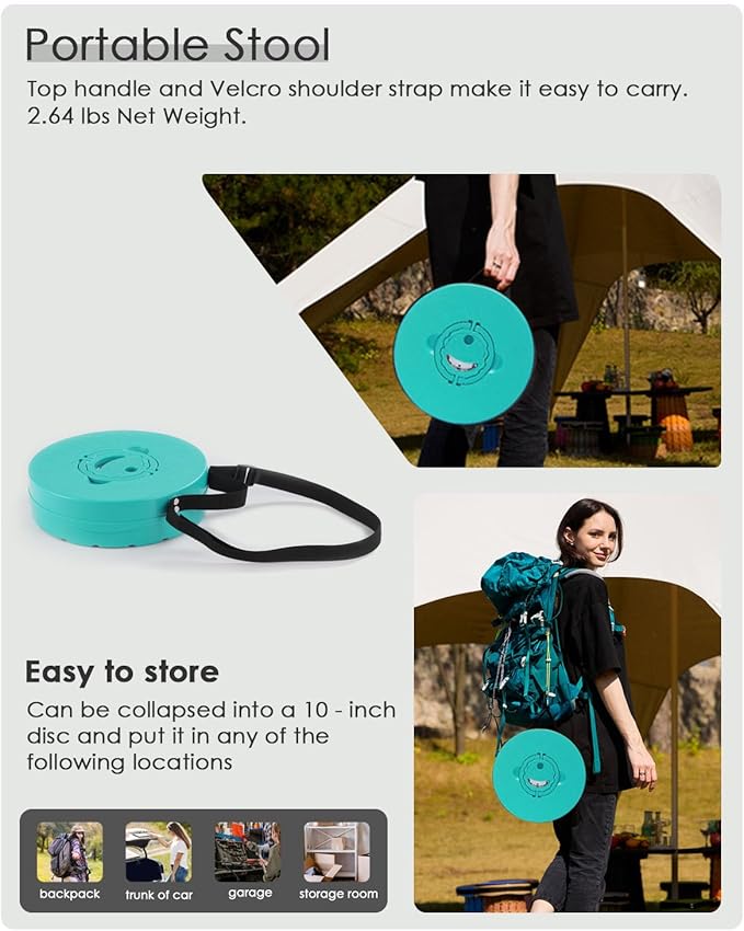 18-inch Heavy Duty Collapsible Stool with Cushion- 800 lbs Capacity, 2.6 lbs Lightweight Portable Folding Stool for Camping, Travel, Music Festivals and Other Outdoor Events