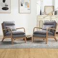 INZOY Accent Chairs Set of 2, Mid Century Modern Accent Chair with Wood Frame, Upholstered Reading Armchair with Waist Cushion, Side Chair for Living Room Bedroom Office, Easy Assembly, Grey