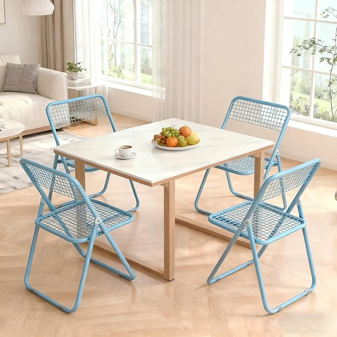 10 Pack Folding Chair,Blue Color,Single Piece,Foldable Space - Saving Design for Indoor/Outdoor Use