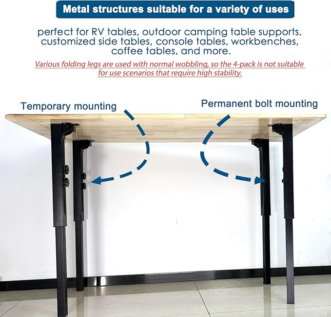 Benbuoo Adjustable Folding Table Legs 25-34", Heavy Duty Metal, Set of 2 | Height Adjustable, Foldable, Sturdy | for DIY Desks, Computer Tables, Office Workstations, RV Camping, Outdoor Furniture