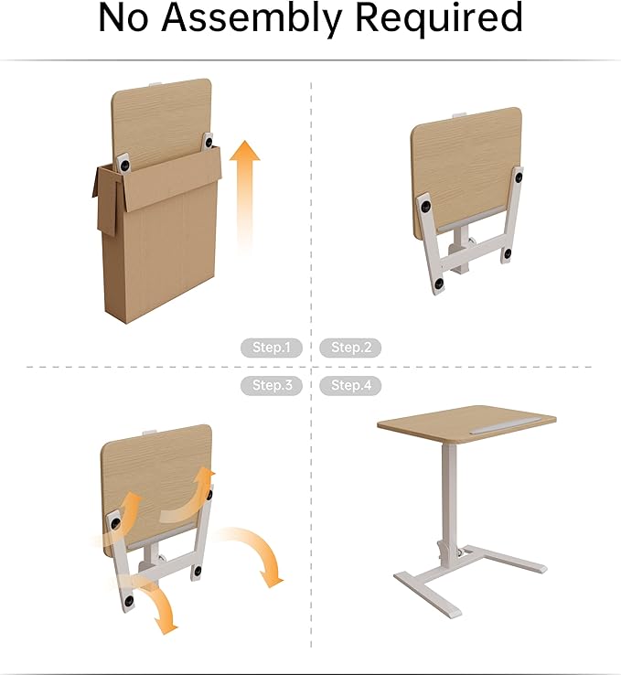 Mobile Folding Desk - 25 Inch Space-Saving Portable Sit-Stand Desk with Wheels, Height Adjustable for Home Office, Craft & Study, Beige