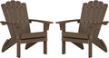 Adirondack Chairs, Folding Chairs Set of 2, Weather-Resistant Patio Chair with Wide Armrests & High Backrest, Fire Pit Chair for Garden, Backyard, Porch (Brown)
