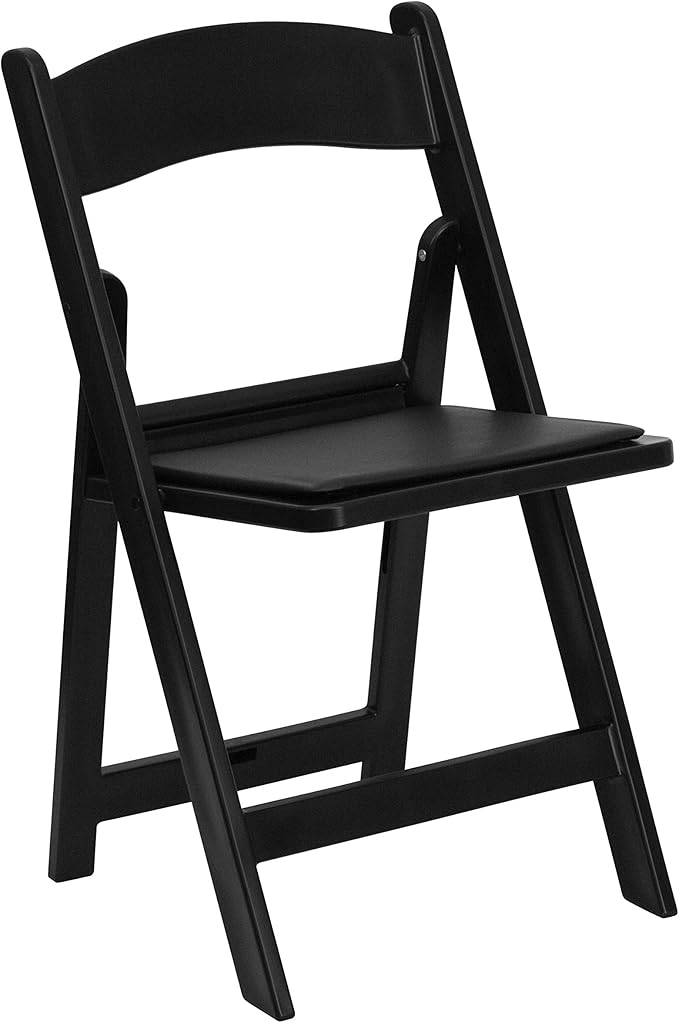 EMMA + OLIVER Folding Chair - Black Resin – 4 Pack 800LB Weight Capacity Comfortable Event Chair - Light Weight Folding Chair