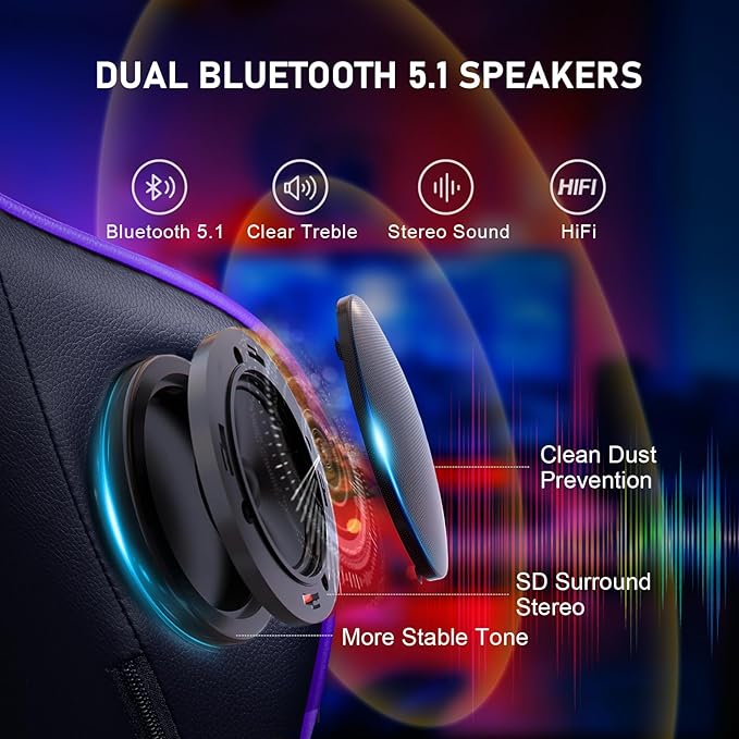 GTRACING Gaming Chair with Footrest Speakers Video Game Chair Bluetooth Music Heavy Duty Ergonomic Computer Office Desk Chair