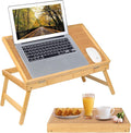 Bed Tray Breakfast Food Tray with Folding Legs Kitchen Serving Tray for Lap Desks Notebook Computer Sofa Platters TV Snack Tray(Beige, Large)