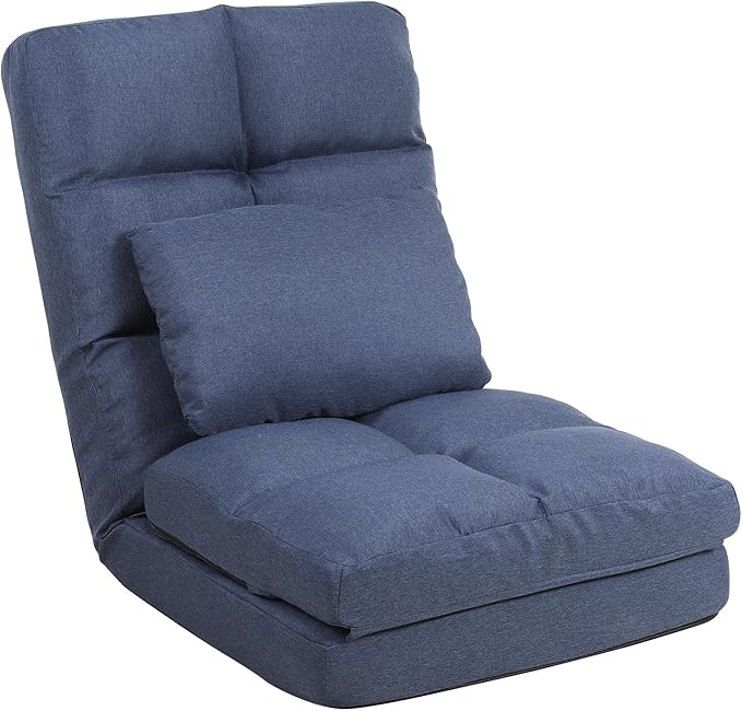 FLOGUOR Chaise Lounge Indoor, 14-Position Floor Chair with Padded Pillow for Adults Kids, Folding Lazy Sofa Chair for Living Room, Bedroom, for Gaming Reading 8823DB